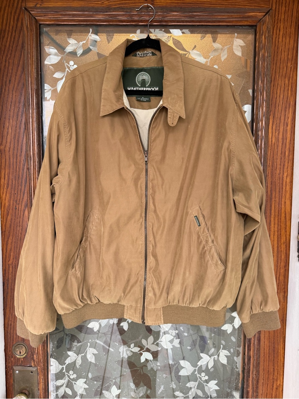 Weatherproof Men's Tan Lined Bomber Jacket Full Zip Pockets Size XL 52"